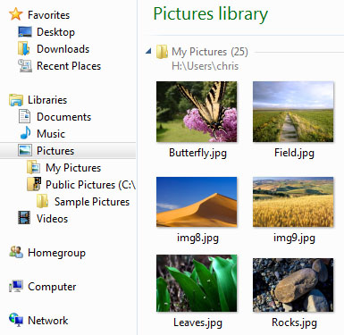 Windows 7 Library Screenshot (Crop)